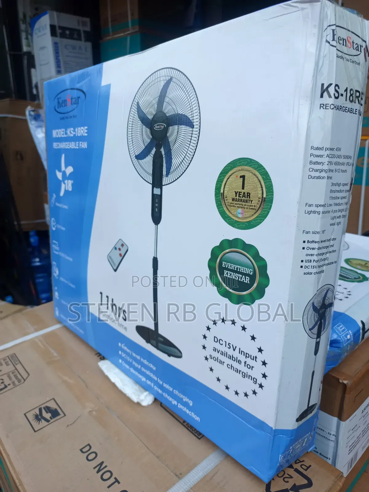Kenstar 18 Inches Rechargeable Standing Fan | Ks-18re