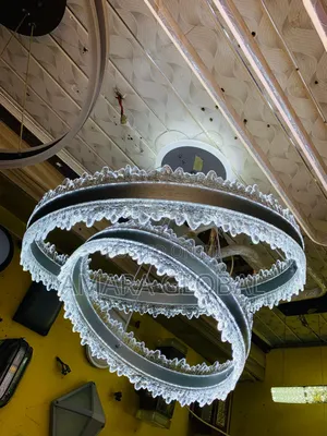 Led Ring Chandelier With a Crystal-Like Acrylic Edge Design.