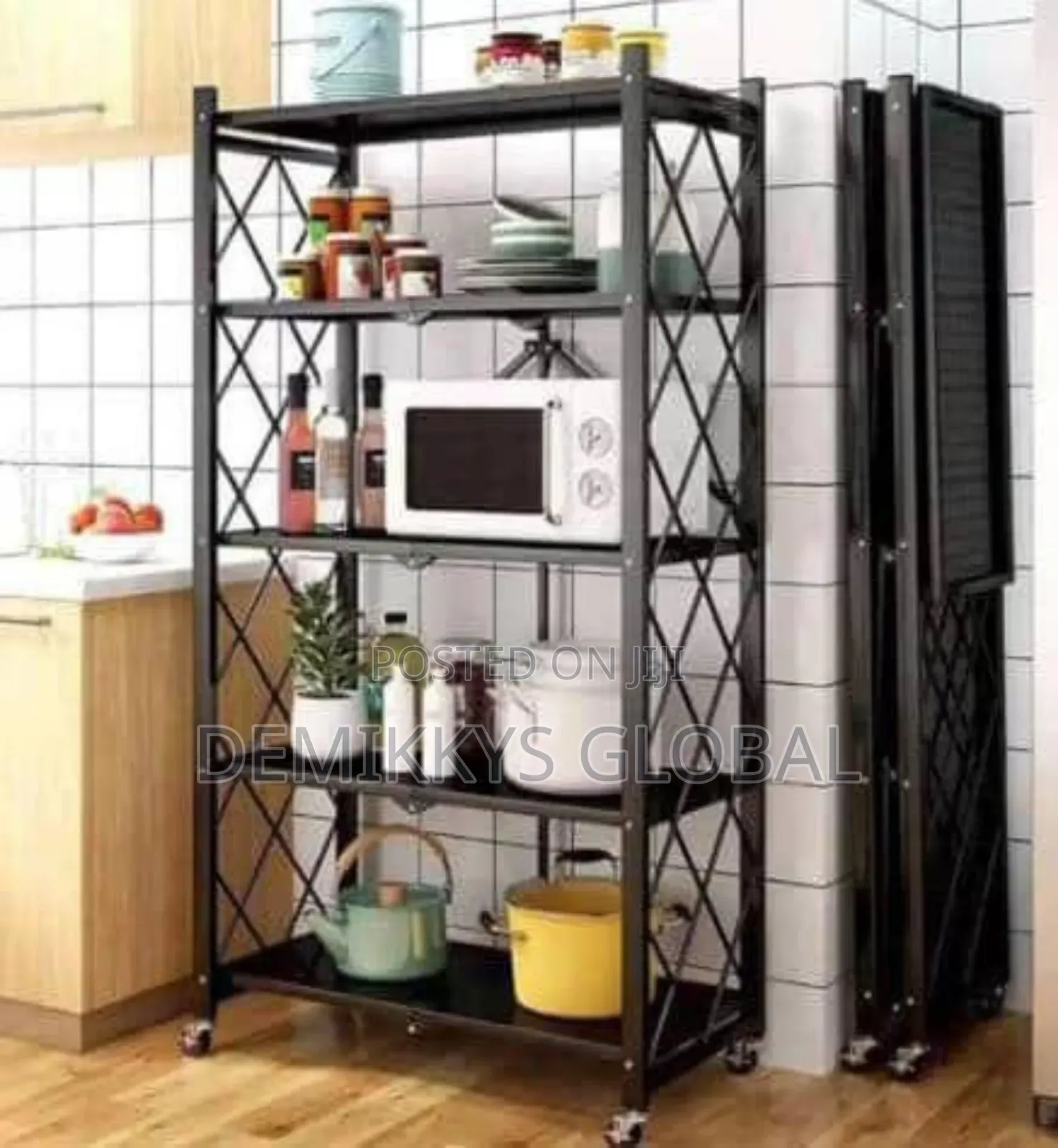 Foldable Storage Shelf With Wheels - 5 Layers