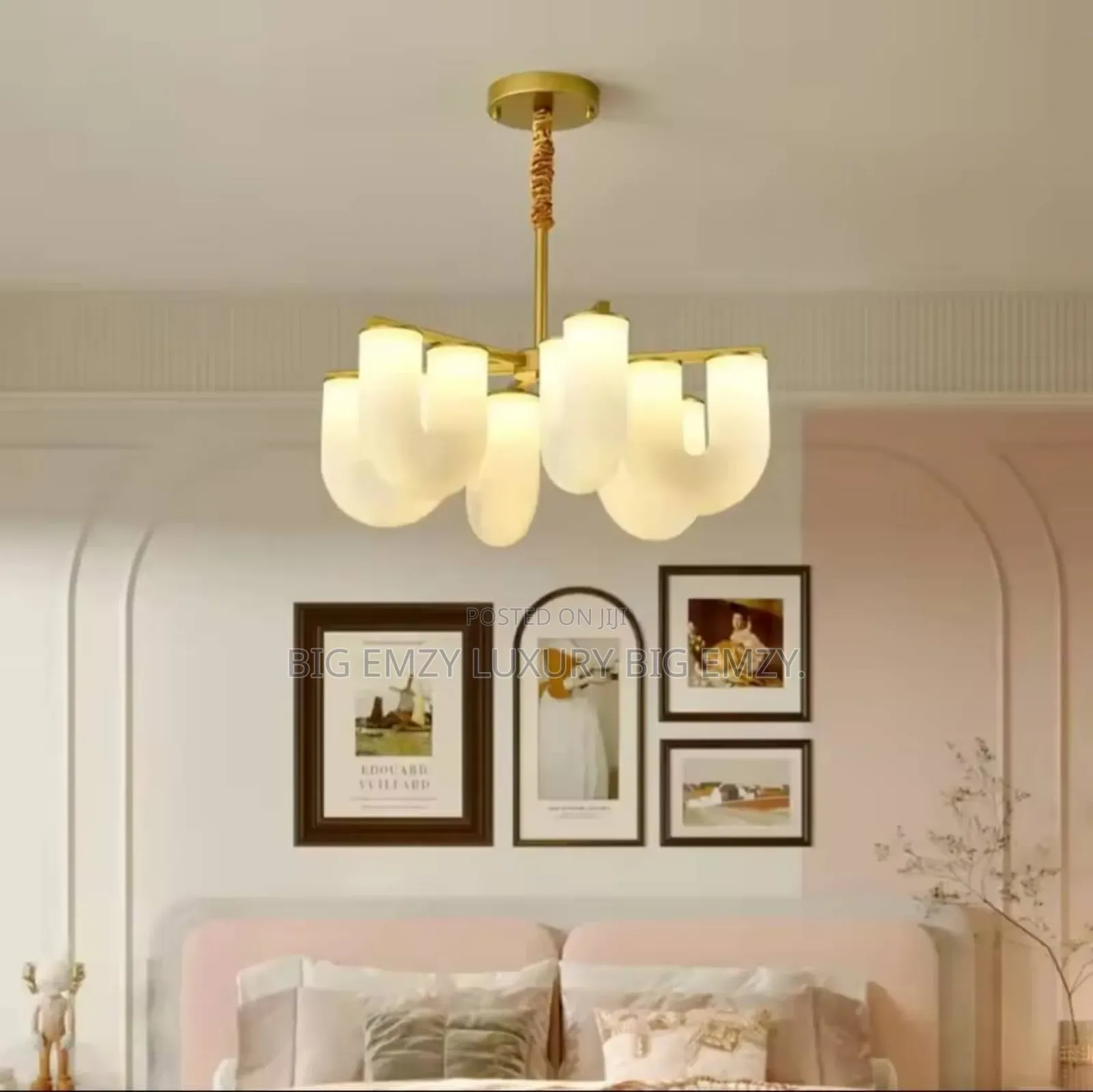 800mm U-Shaped Milk Glass Chandelier.