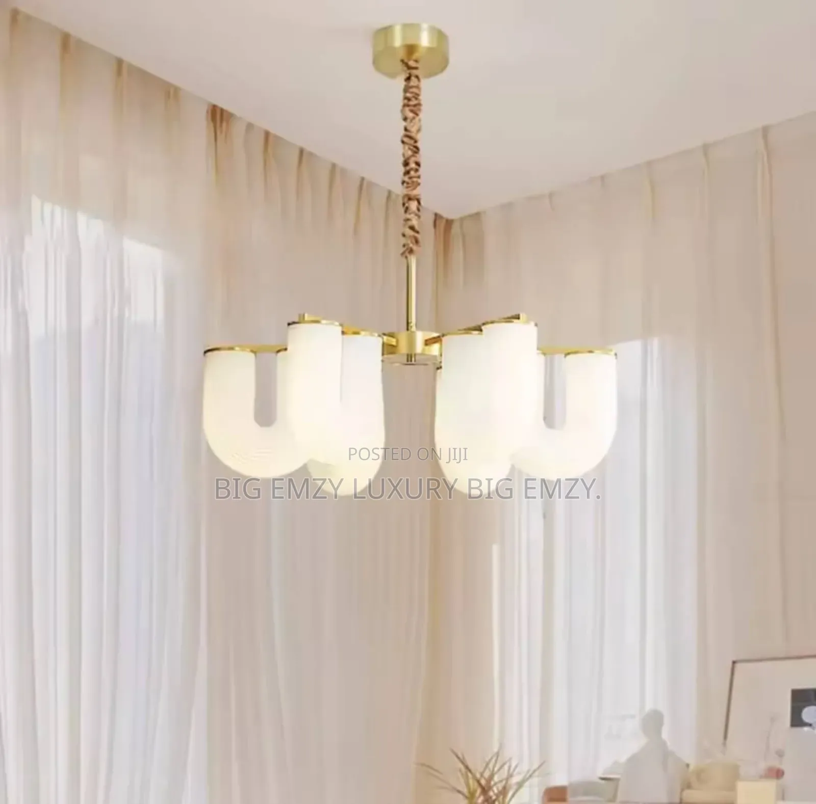 800mm U-Shaped Milk Glass Chandelier.