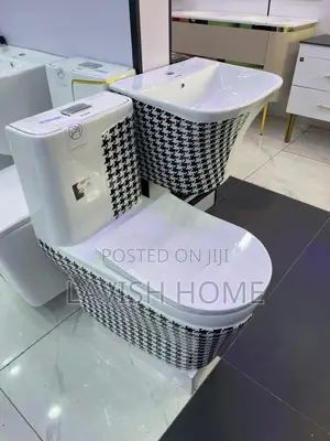 Brand New Soft Close Black and White England Wc Set With Hanging Basin