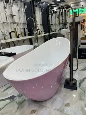 Brand New Acrylic Pink and White Freestanding Bathtub