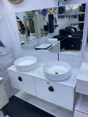 Executive Double Bowl Cabinet and Sensor Mirror Light Set