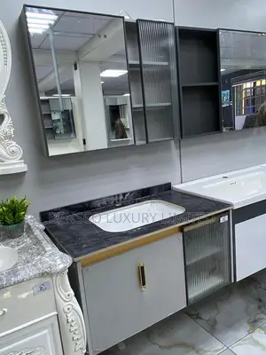 Modern Bathroom Vanity Cabinet With a Basin and a Mirror Cabinet
