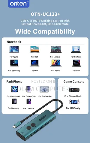 Onten Usb-C to HDTV Adapter With 3-Port Hub Otn-Uc123