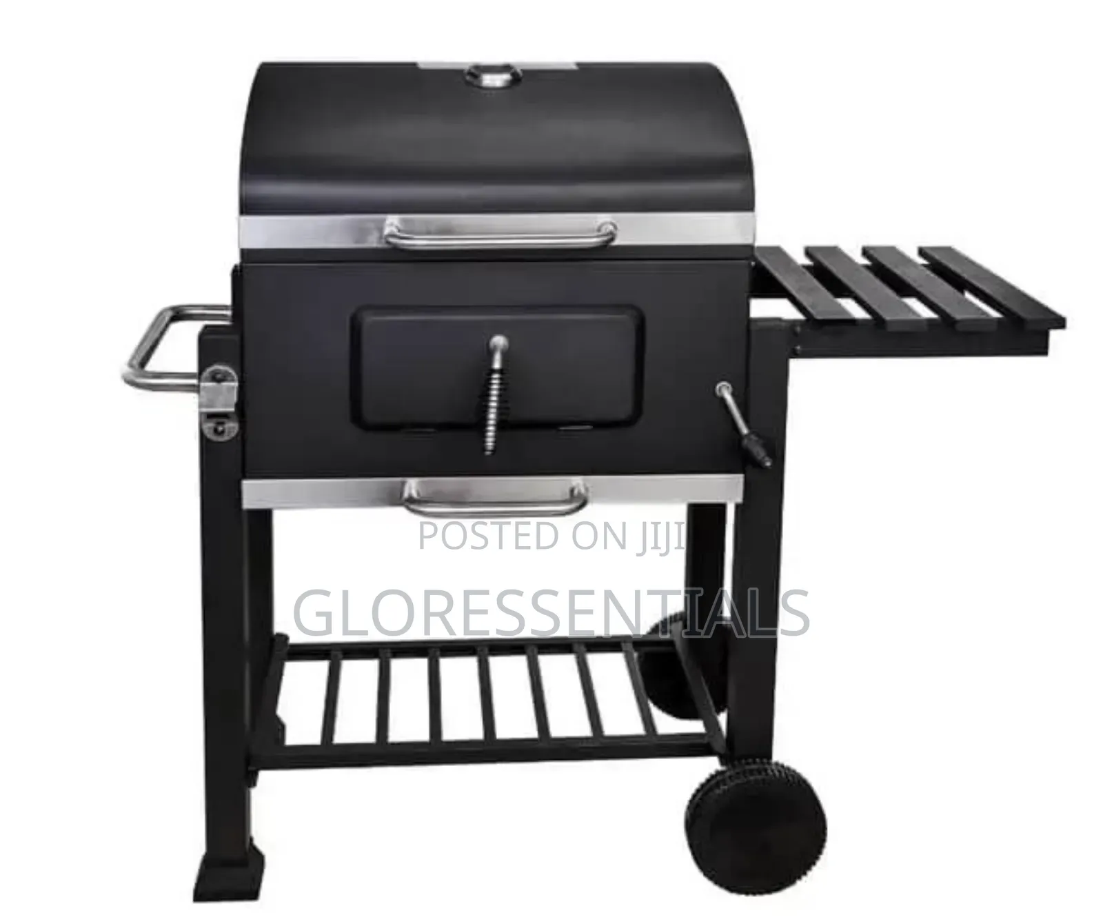 Heavy Duty Smokeless BBQ Charcoal Grill Trolley With Side Table