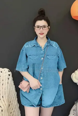 Teenagers and Adults Jean Free Shirt and Short Set 2 Pics Set