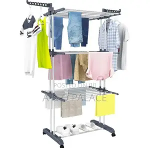 4-Tier Heavy Duty Foldable Hanger With 3600 Rotating Wheels