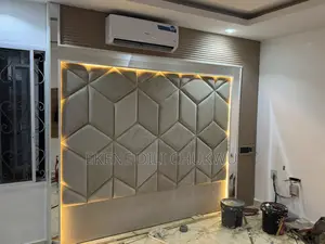 Contemporary Luxury Bed Frame With Geometric Headboard
