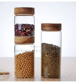 3pcs Pantry Glass Jar Canisters With Airtight Bamboo Lid