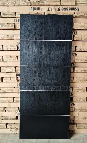 Brown With White Line Design Wooden Door