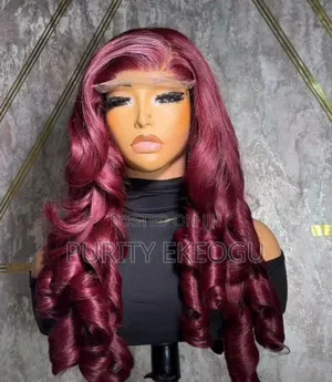 Luxury Burgundy Bounce Lace Wig – Soft Curls Full Volume