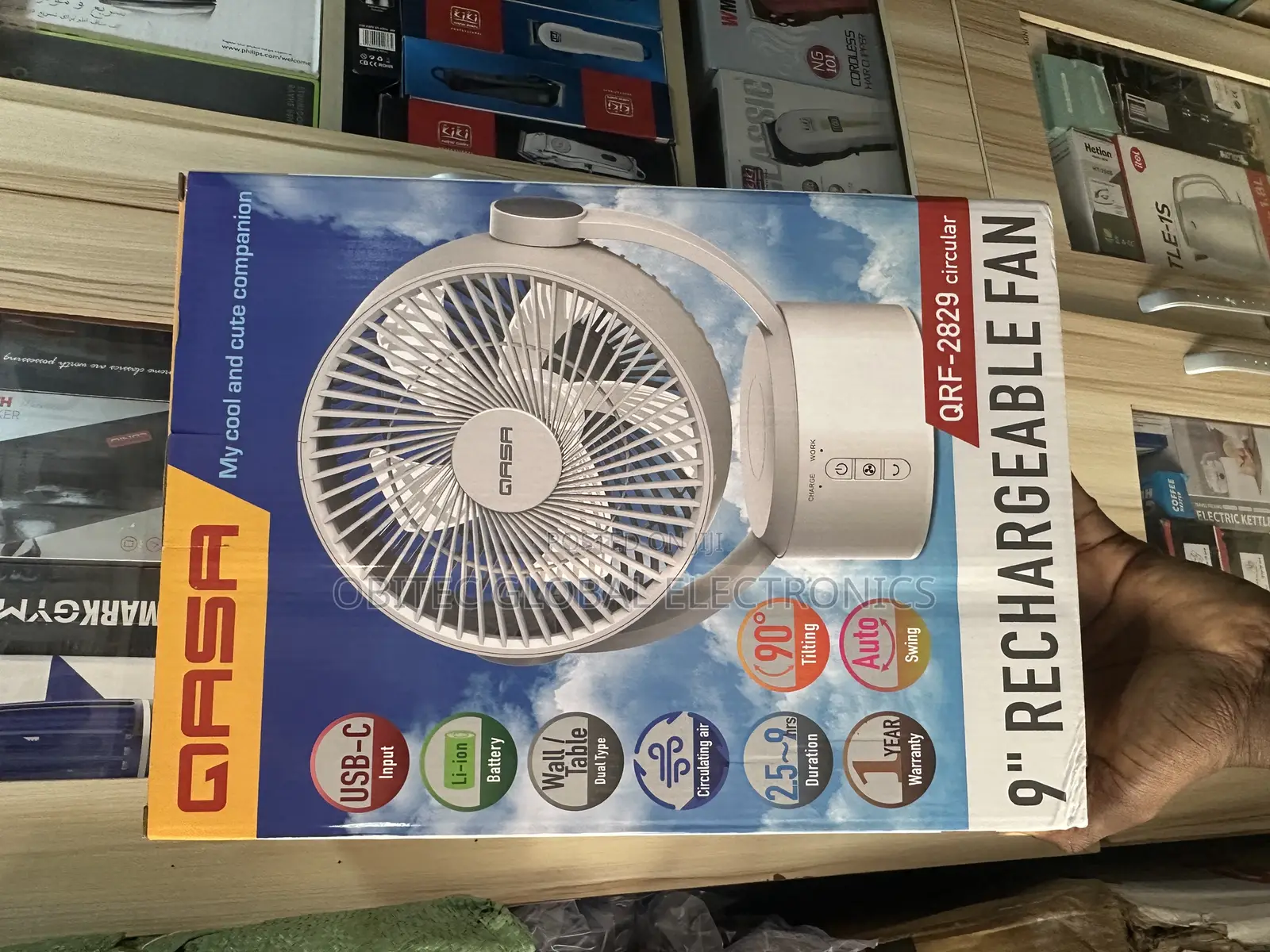 Qasa 9” Recheable Table Fan