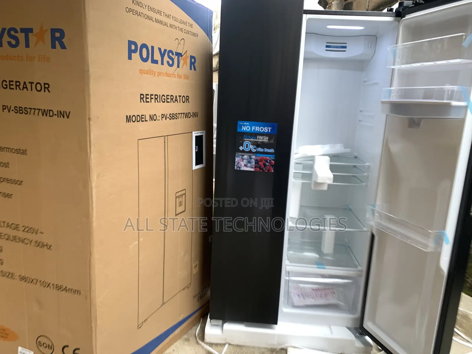 Polystar Pv-Sbs776wd-Inv Modern Side-by-Side Fridge