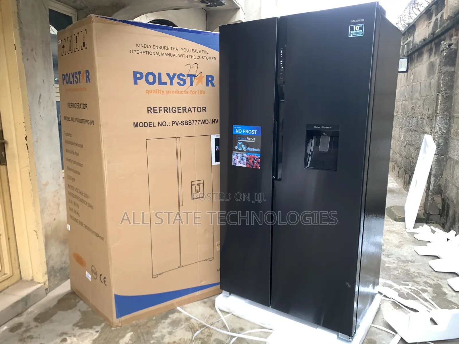 Polystar Pv-Sbs776wd-Inv Modern Side-by-Side Fridge