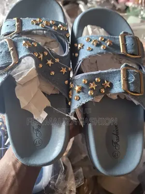 Ladies Jean Rhinestone Slides