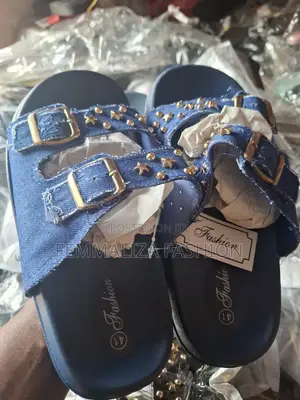 Ladies Jean Rhinestone Slides