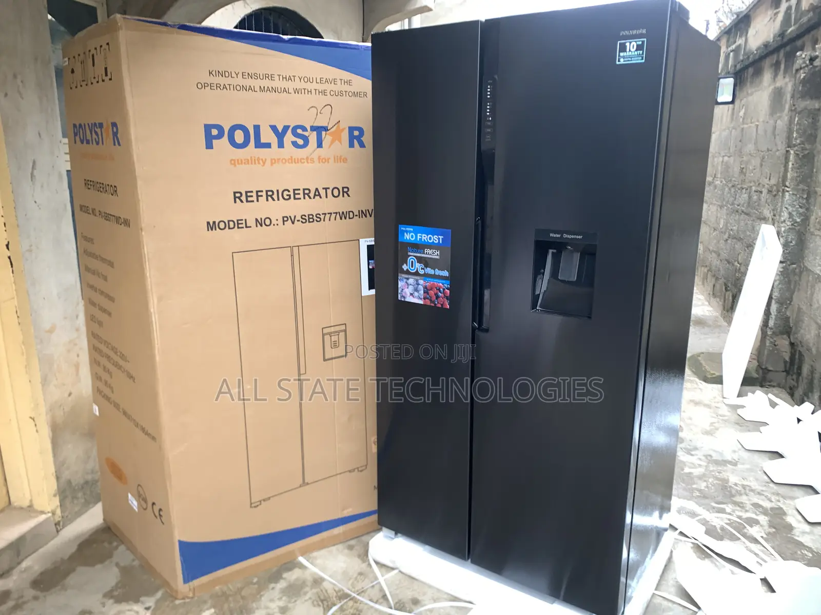 Polystar Pv-Sbs776wd-Inv Black Finish Side-by-Side Fridge
