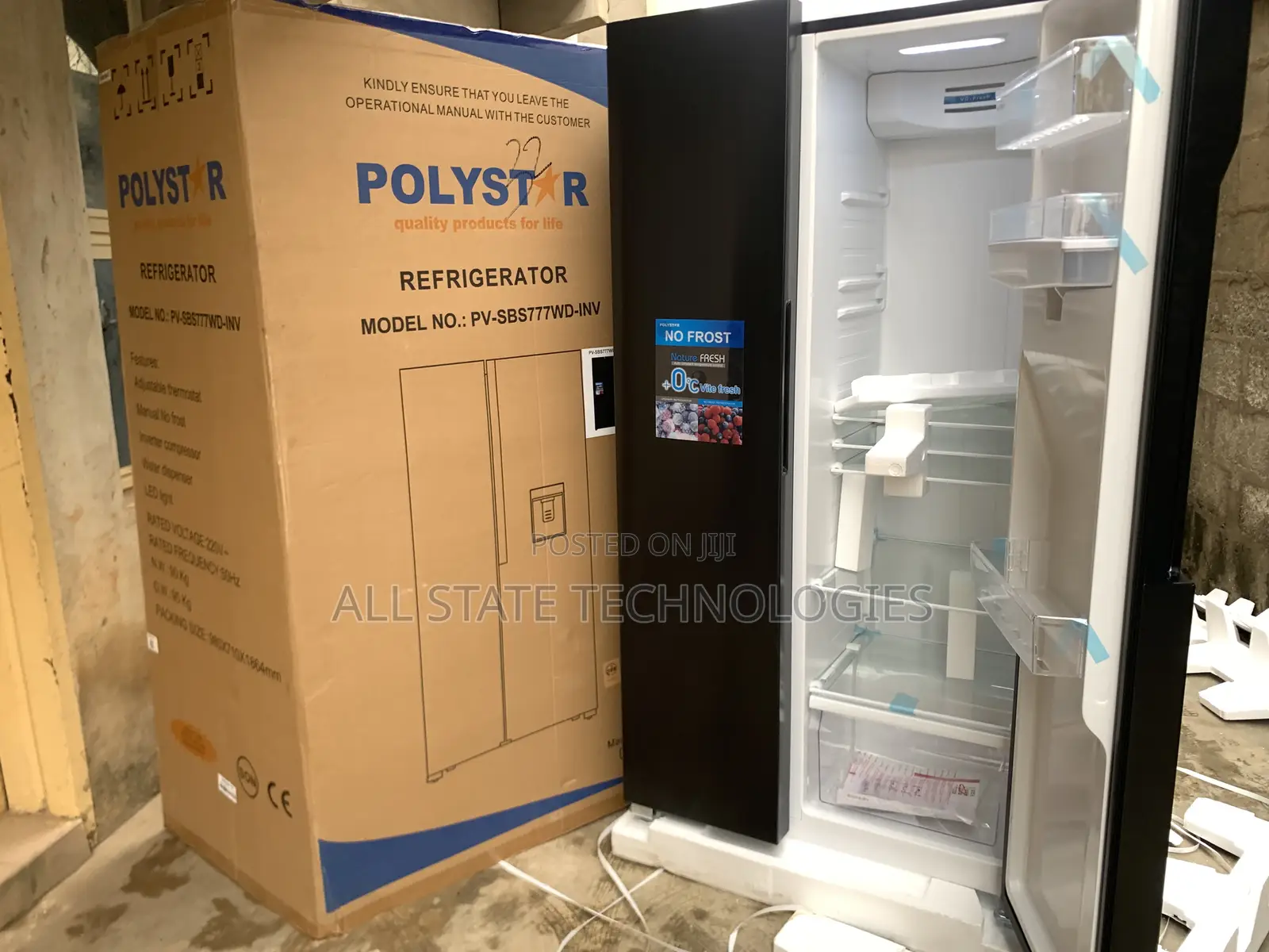 Polystar Pv-Sbs776wd-Inv Elegant Side-by-Side Fridge