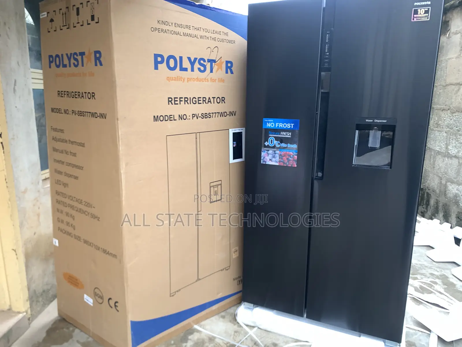 Polystar Pv-Sbs776wd-Inv Side-by-Side Fridge for Home