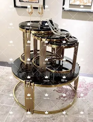 Quality Imported Marble Center Table and 3 Side Stool.