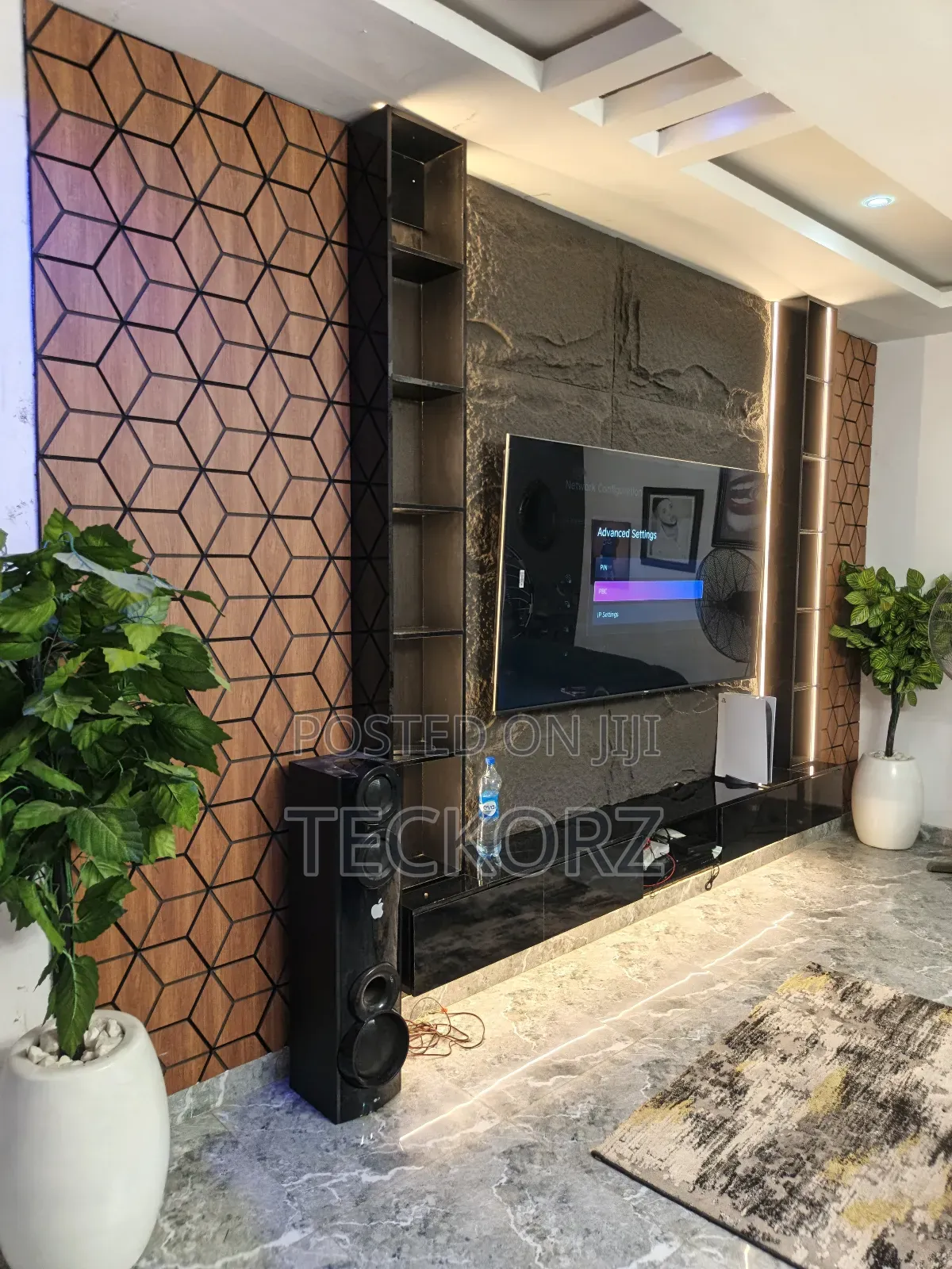 Soundproof Tv Wall With Pu Stone Panel