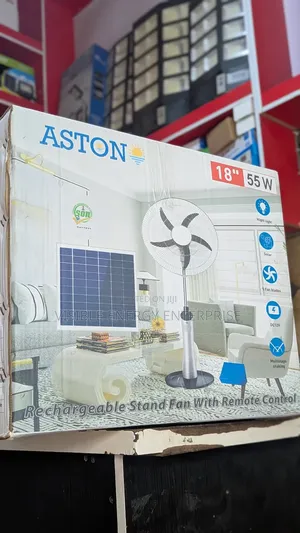 Aston 18" Solar Rechargeable Stand Fan