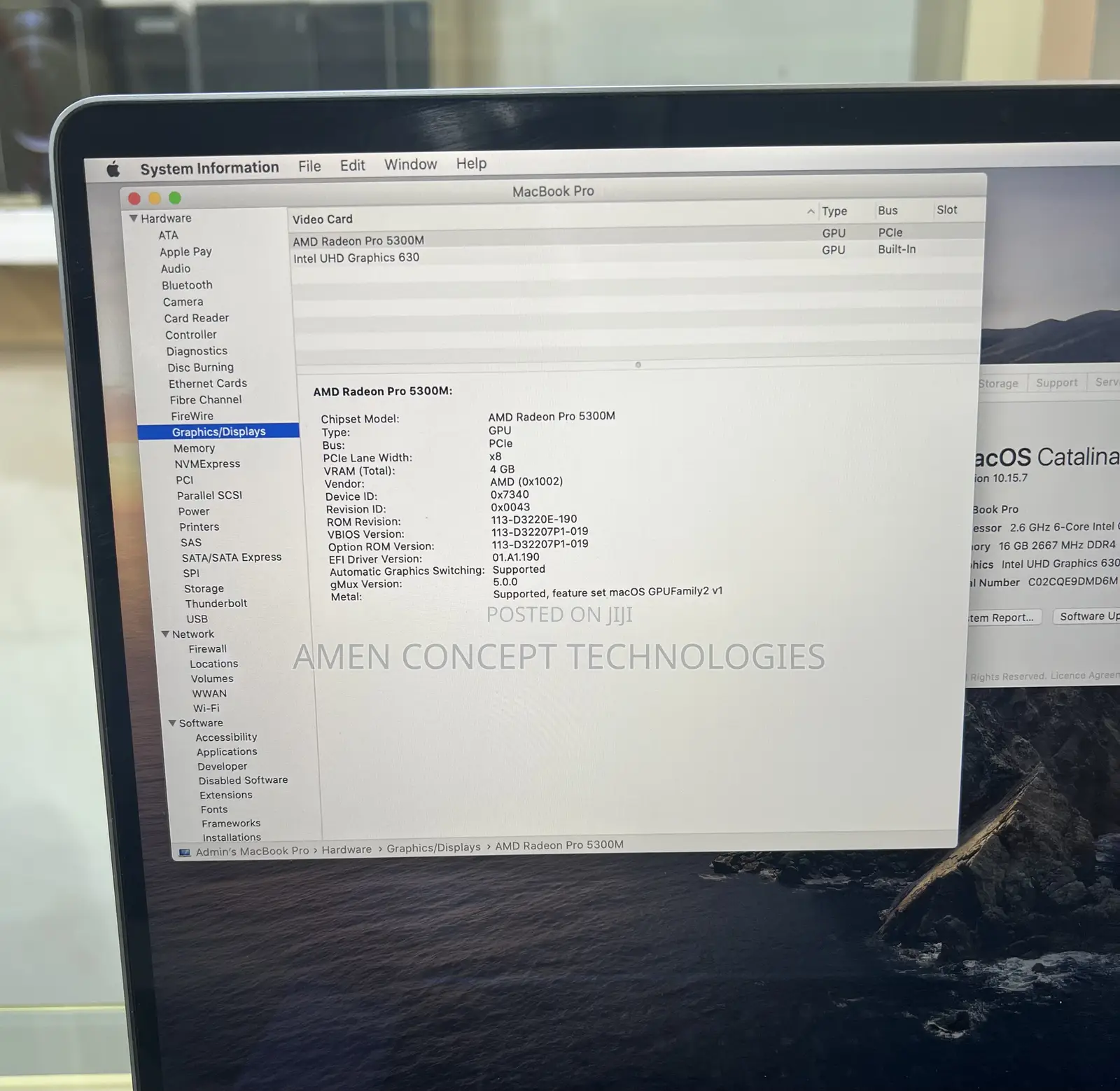 Laptop Apple MacBook Pro 2019 16GB Intel Core i7 SSD 512GB