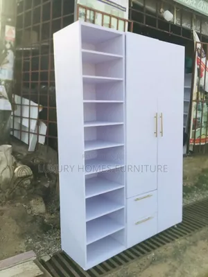Standard 2 Doors Wardrobe With Open Shelves for Storage and Drawers