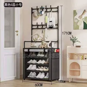 5layer 60cm Floor and Hat Shoe Rack With Rolling Cover 2st7