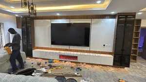 Modern Wall-Mounted Tv Panel With Fireplace Storage Cabinets