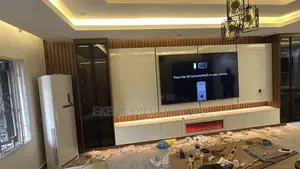 Modern Wall-Mounted Tv Panel With Fireplace Storage Cabinets