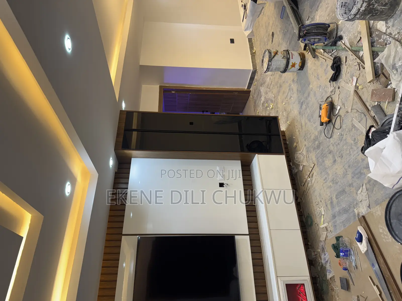 Modern Wall-Mounted Tv Panel With Fireplace Storage Cabinets