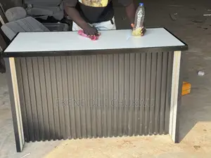 Modern Office Table With Storage Drawers and Slatted Front Design