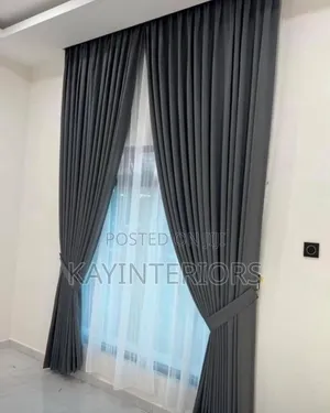 Dark Gray Turkish Curtains With Accessories