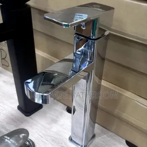 Long Chrome Square Basin Mixer