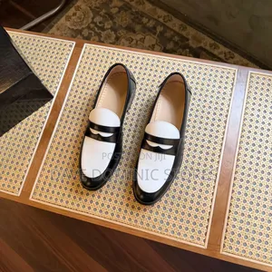 Two Tone White and Black Penny Loafers