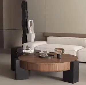Coffee Table Round Hidden Storage Nordic Beauty  Table Living Room