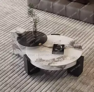 Marble Round Coffee Table Minimalist Living Room High Combination Tabl