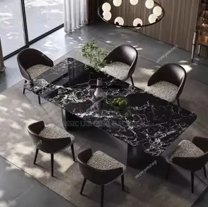 Italian Design High-end Villa Dining Table Method Black 6 Seater Dinin