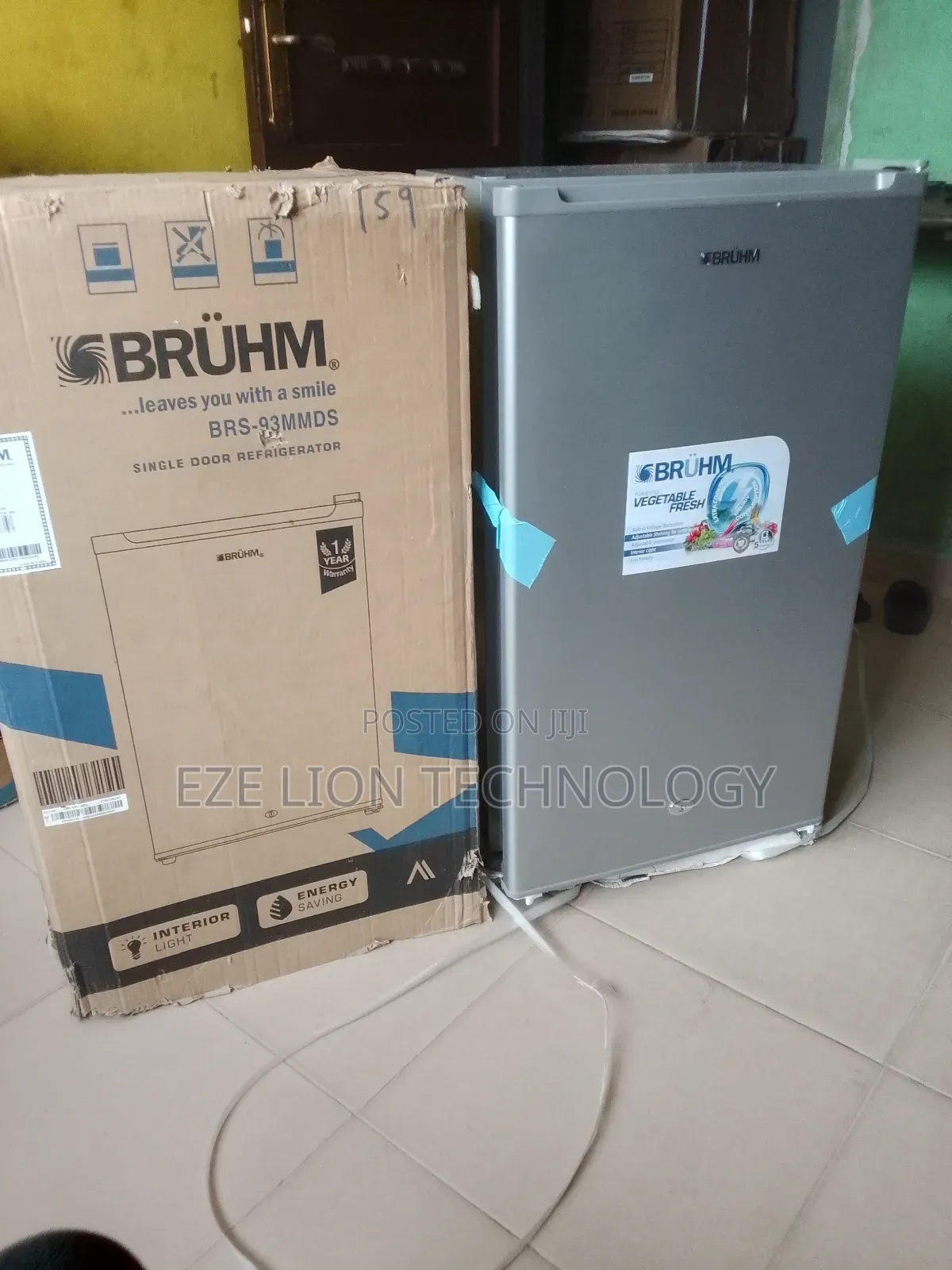 Available Single Door 90litre (Brs- 93mmds) Bruhm Refrigdg + 2shelves