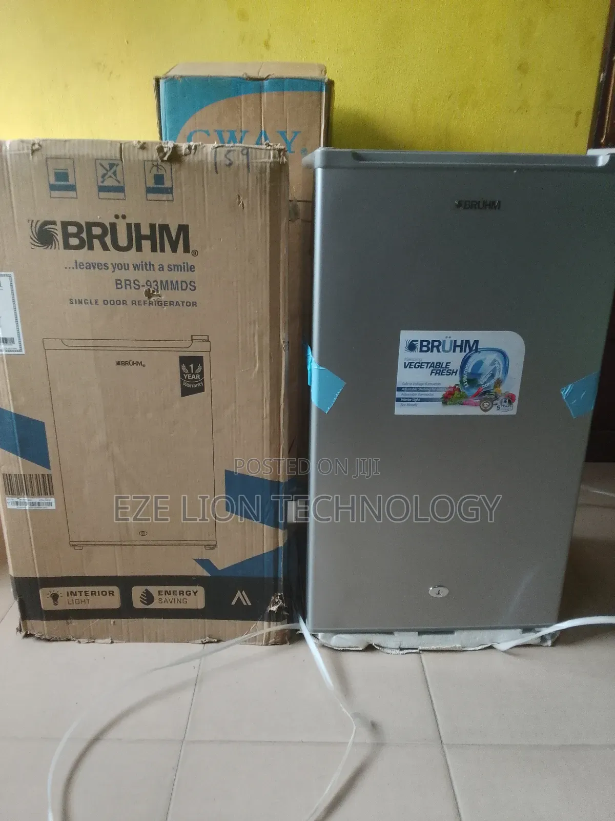 Fast Cooling Low Noice, Single Door 2shelves "Bruhm" Refrigerator