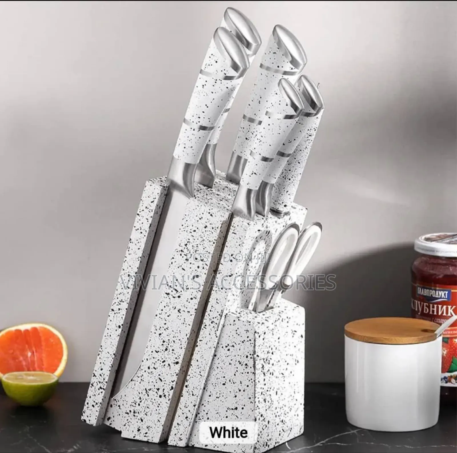 Stainless Steel Quality Marble Kitchen Knife Set 