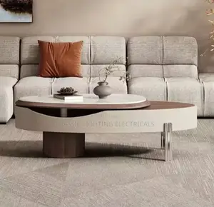 Italian Light Luxury Oval Liftable Microcrystalline Stone Coffee Table