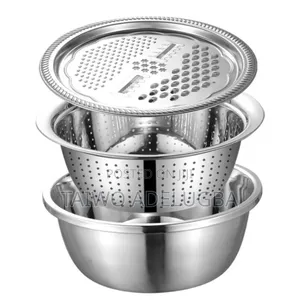 Multifunctional Stainless Steel 3 in 1 Rice/Vegetables Washing Bowl