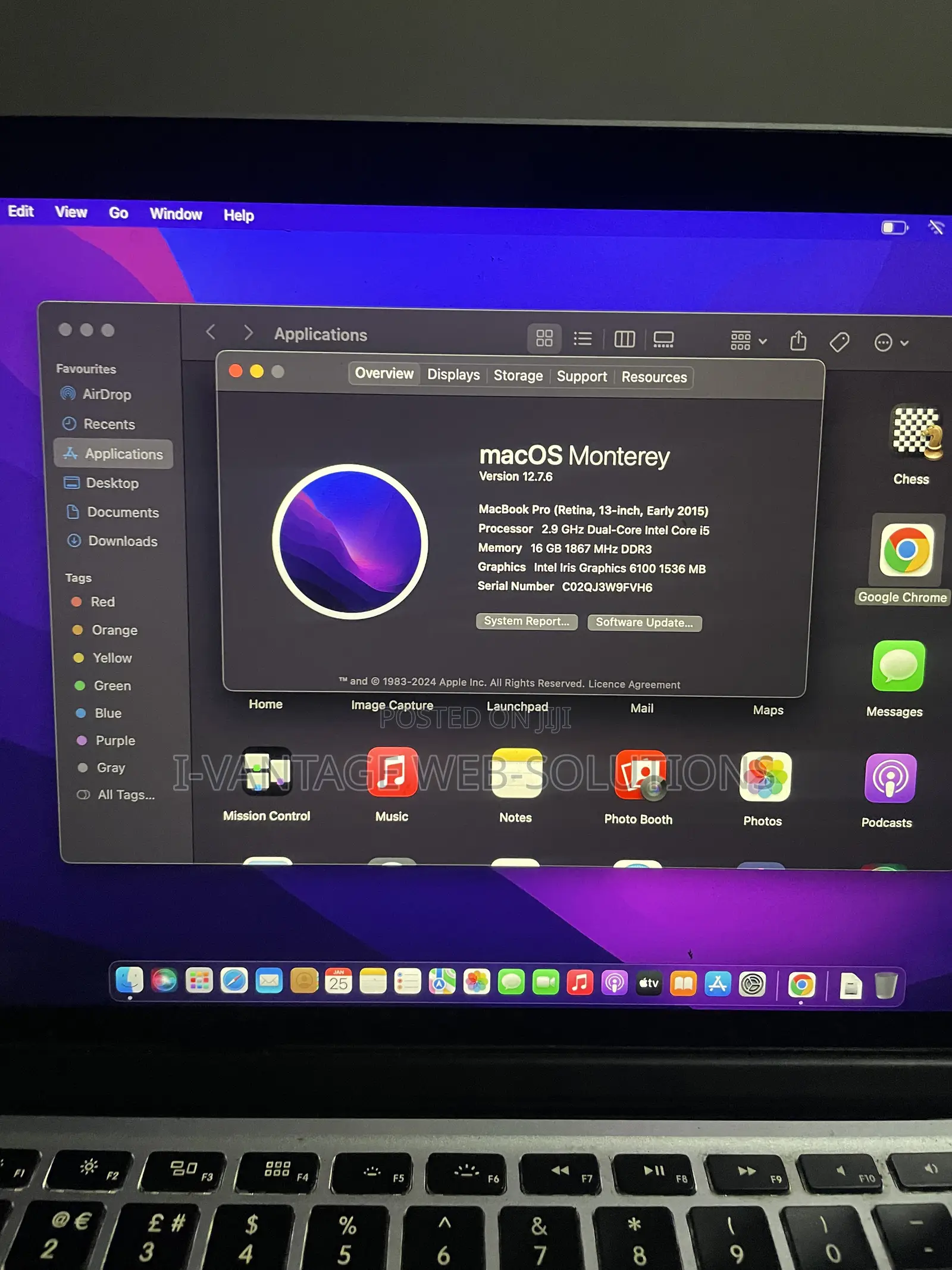 Laptop Apple MacBook Pro 2015 16GB Intel Core I5 SSD 256GB