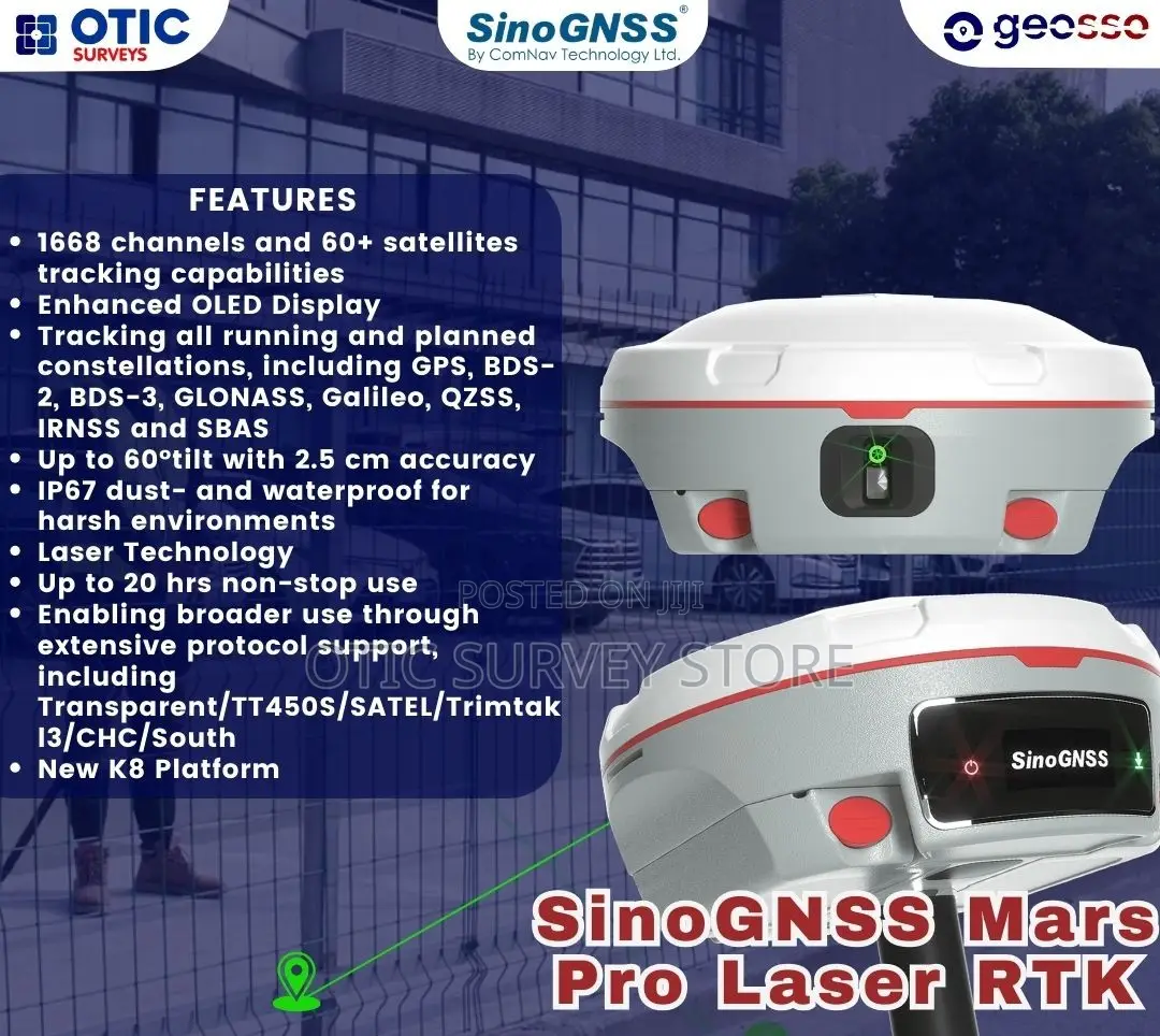 Sinognss Mars Laser RTK Rover Receiver, GPS Device for Surveying