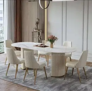 Modern Nordic Rock Plate Dining Set – Stylish Luxury Oval Center Table
