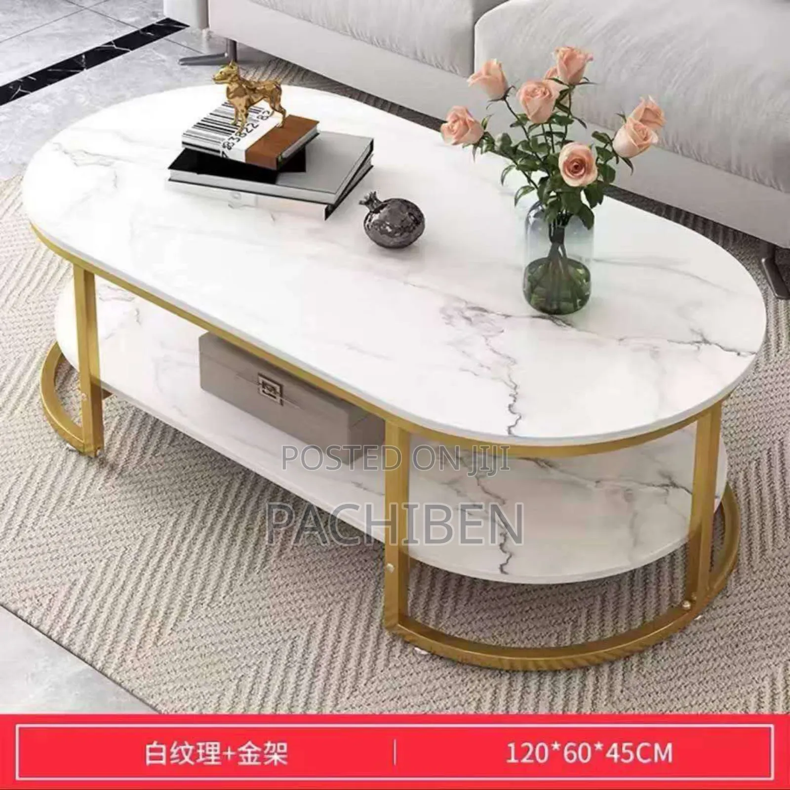 Centre Table White and Gold Colour